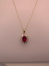 Load image into Gallery viewer, 9ct Yellow Gold Ruby &amp; Cz Cluster Pendant

