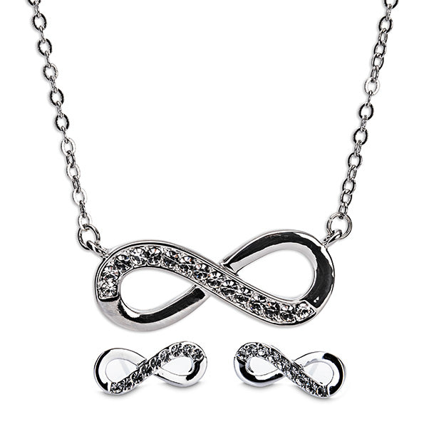 Silver Infinity Necklace & Earring Gift Set