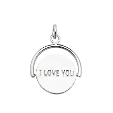 Sterling Silver I Love You Swinging Pendant