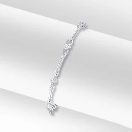 Silver Pinched Bar Knot Chain Bracelet