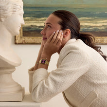 Load image into Gallery viewer, La Tétragone Watch Steel, Wine stones, Gold Colour
