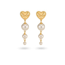 Load image into Gallery viewer, 24Kae earrings with heart and pearls
