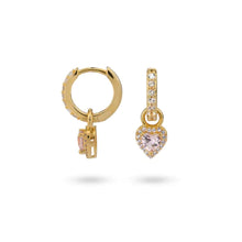 Load image into Gallery viewer, 24Kae Earrings with heartshaped pendant and colored stones
