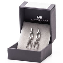 Load image into Gallery viewer, Silver Diamond Square Earrings
