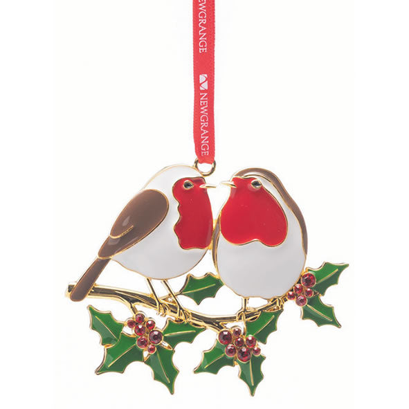 Christmas Hanging Robin Pair on Branch