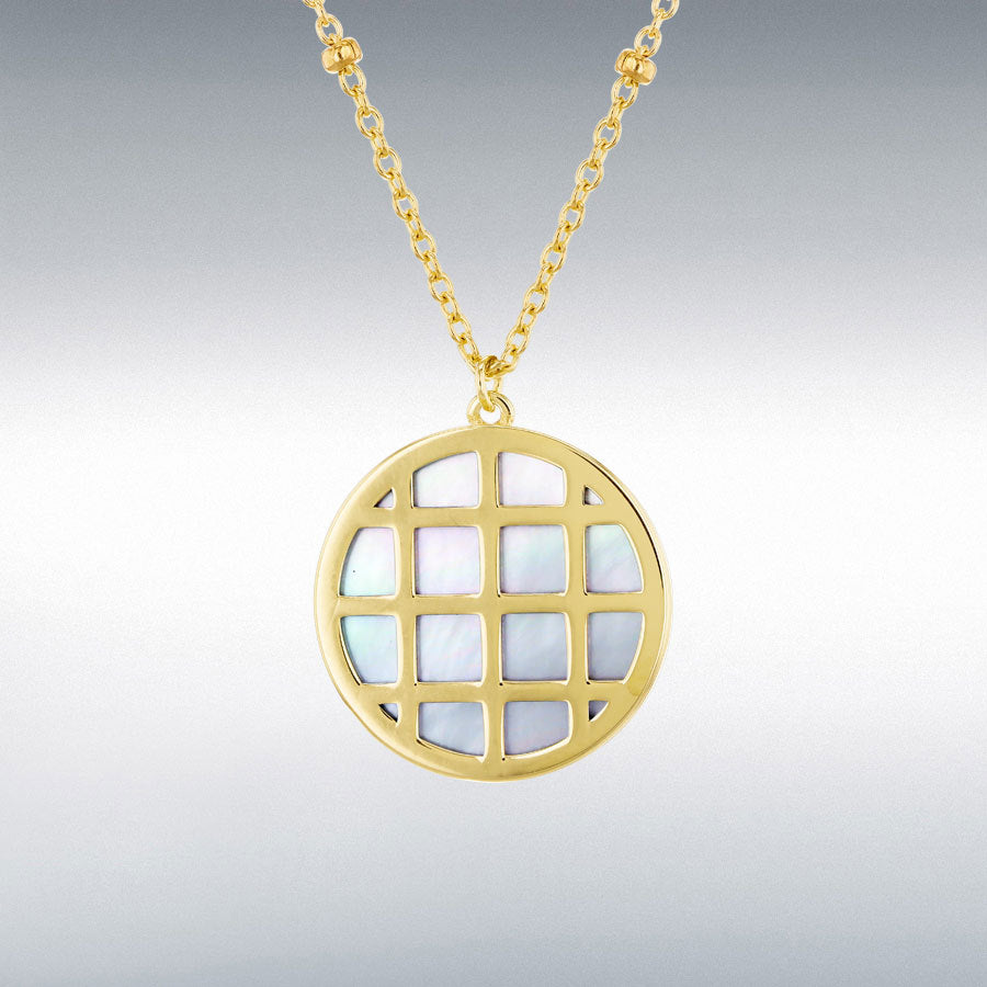 9CT GOLD MOTHER OF PEARL BASKET NECKLACE