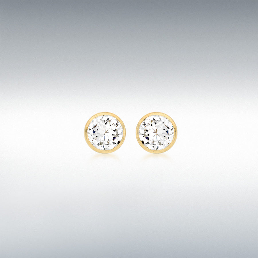 9CT  GOLD ROUND CZ STUD EARRINGS