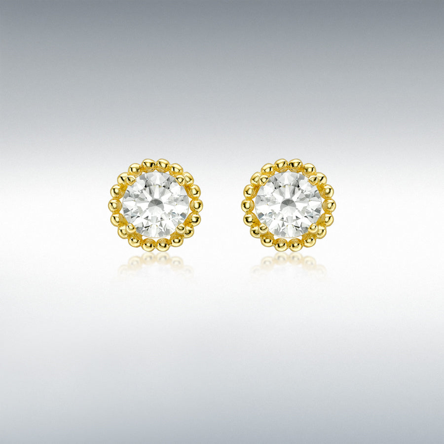 9CT GOLD CZ HALO STUD EARRINGS