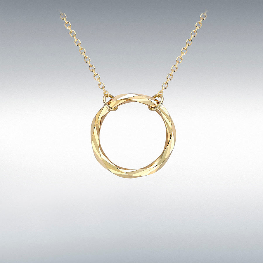 9CT GOLD DIAMOND CUT RING NECKLACE
