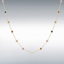Load image into Gallery viewer, 9CT GOLD MULTI COLOURED ROUND CZ NECKLACE
