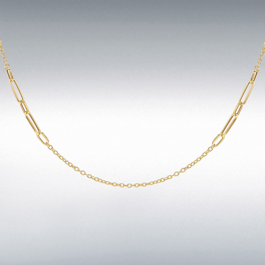 9CT GOLD OPEN LINK STATION NECKLACE