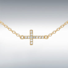 Load image into Gallery viewer, 9CT GOLD CZ TRIPLE &#39;CROSS&#39; NECKLACE
