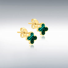 Load image into Gallery viewer, 9CT MALACHITE PETAL STUD EARRINGS
