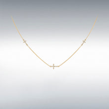 Load image into Gallery viewer, 9CT GOLD CZ TRIPLE &#39;CROSS&#39; NECKLACE
