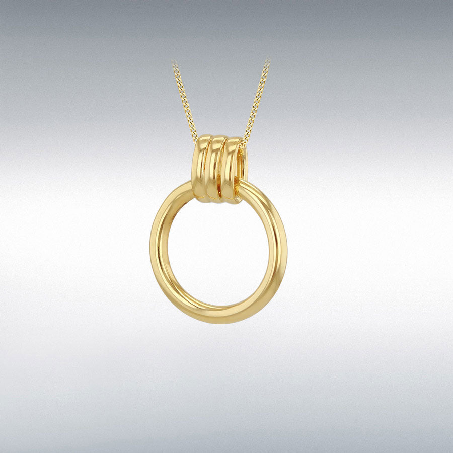 9ct Yellow Gold Triple Tube Circle Drop Pendant