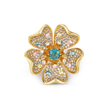 Load image into Gallery viewer, Gold Plated Floral Coloured CZ Brooch
