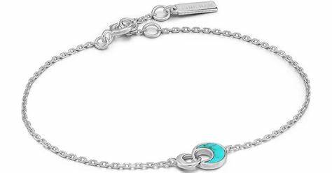 Silver Tidal Turquoise Crescent Link Bracelet