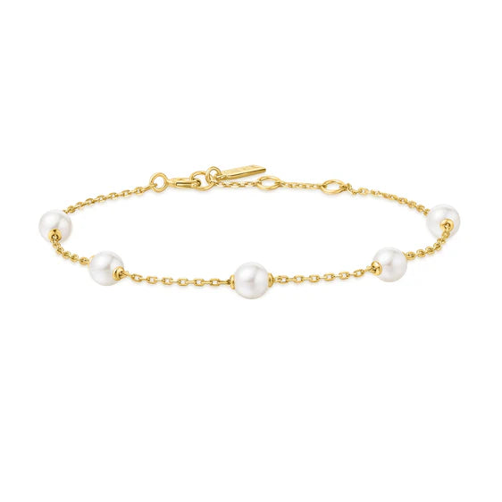 GOLD PEARL STATION BRACELET