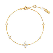 Load image into Gallery viewer, Gold Sparkling Lucky Clover Bracelet
