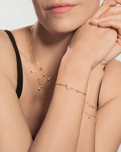 Load image into Gallery viewer, Gold Pavé Heart with Bezel Station Bracelet
