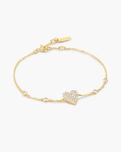 Load image into Gallery viewer, Gold Pavé Heart with Bezel Station Bracelet
