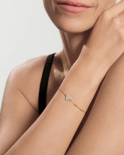 Load image into Gallery viewer, Gold Pavé Heart with Bezel Station Bracelet
