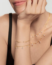 Load image into Gallery viewer, Gold Bezel-Set Teardrop Dangle Station Bracelet
