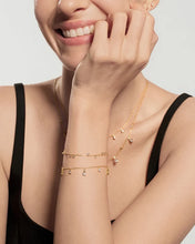 Load image into Gallery viewer, Gold Bezel-Set Teardrop Dangle Station Bracelet
