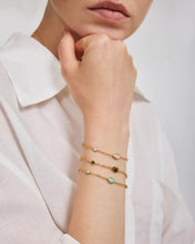 Load image into Gallery viewer, Gold Bezel Tiger’s Eye Organic Dome Pebble Station Bracelet
