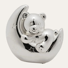 Load image into Gallery viewer, Bambino Silver Plated Money Box - Bear &amp; Moon
