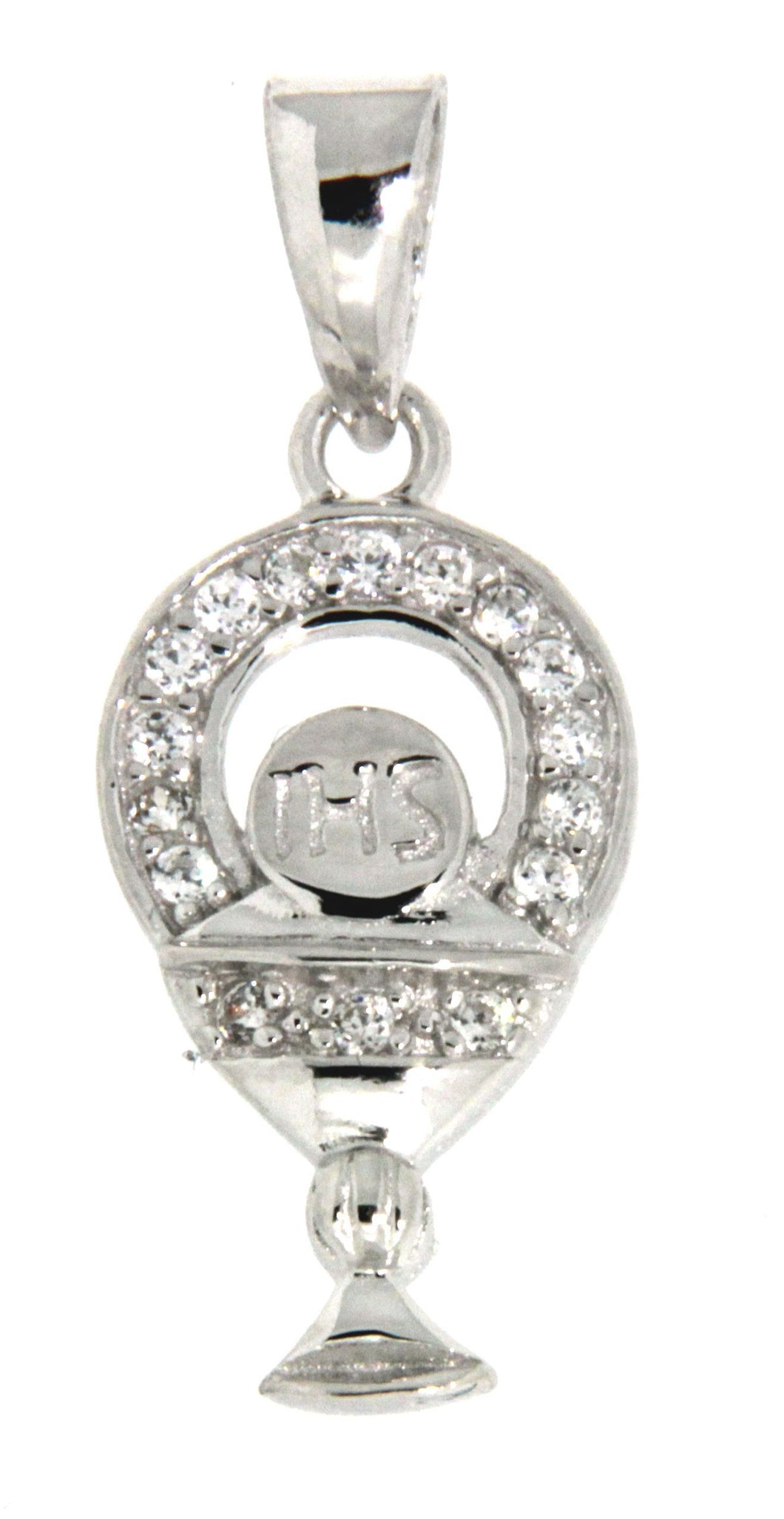 Sterling Silver First Holy Communion CZ Chalice Necklace