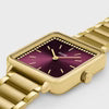 Load image into Gallery viewer, La Tétragone Watch Steel, Wine stones, Gold Colour
