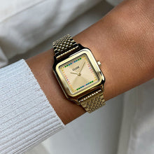 Load image into Gallery viewer, Gracieuse Petite Watch Steel, Rainbow stones, Gold Colour
