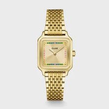 Load image into Gallery viewer, Gracieuse Petite Watch Steel, Rainbow stones, Gold Colour
