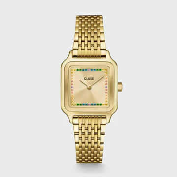 Gracieuse Petite Watch Steel, Rainbow stones, Gold Colour