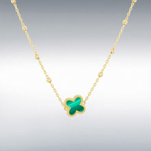 Load image into Gallery viewer, 9ct Yellow Gold Malachite Clover DC Ball Necklet

