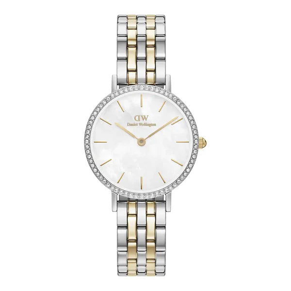 Petite Lumine Bezel 5-Link Two-Tone MOP Silver