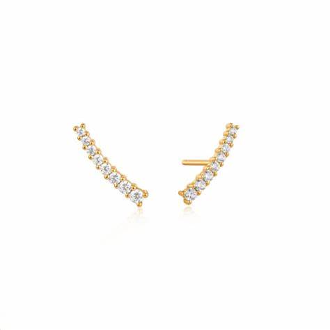 Gold Glam Crawler Stud Earrings