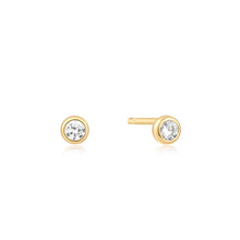 Load image into Gallery viewer, Gold Solitaire Cubic Zirconia Studs
