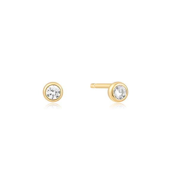 Gold Solitaire Cubic Zirconia Studs