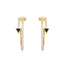 Load image into Gallery viewer, Gold Pave Double Arrow Stud Hoops
