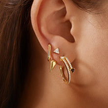 Load image into Gallery viewer, Gold Pave Double Arrow Stud Hoops

