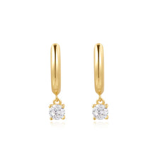 Load image into Gallery viewer, Gold Drop Solitaire Huggies
