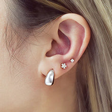 Load image into Gallery viewer, Silver Small Dome Hoop Earrings
