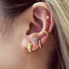 Load image into Gallery viewer, Gold Texture Small Huggie Hoop Earrings
