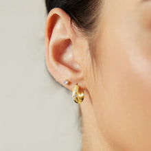 Load image into Gallery viewer, Gold Small Chubby Sparkling Huggie Hoop Earrings

