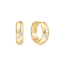 Load image into Gallery viewer, Gold Small Chubby Sparkling Huggie Hoop Earrings
