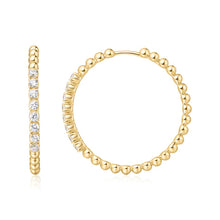 Load image into Gallery viewer, Gold Large Claw Sphere Beaded Hoop Earrings
