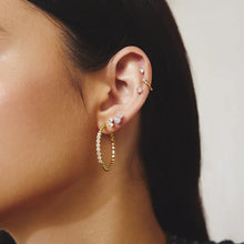 Load image into Gallery viewer, Gold Large Claw Sphere Beaded Hoop Earrings
