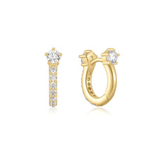 Load image into Gallery viewer, Gold Sparkling Pavé Huggie Hoop Earrings
